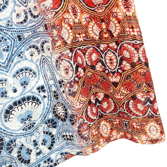 Two By Vince Camuto Sleeveless Semi-Sheer Print Top Blue Red S NWT - Picture 7 of 10